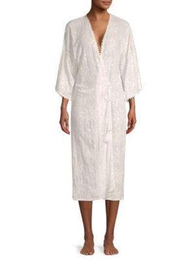 In Bloom Birdsong Embroidered Floral Robe In Ivory