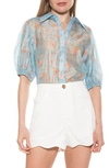 Alexia Admor Billie Floral Button-up Shirt In Camel