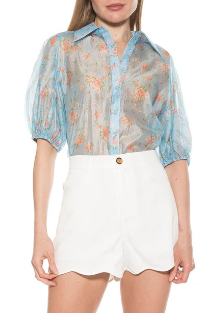 Alexia Admor Billie Floral Button-up Shirt In Camel