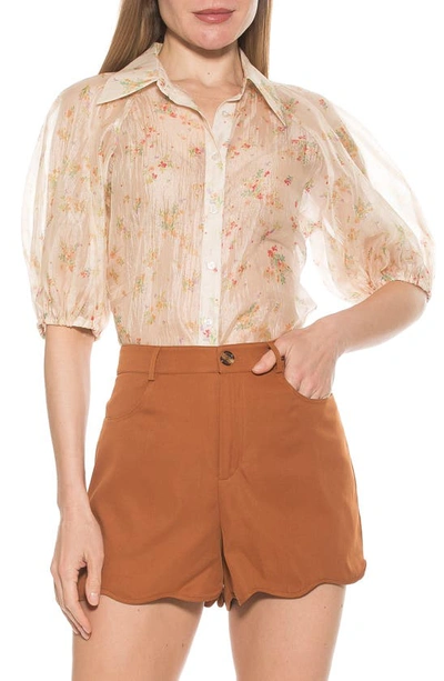 Alexia Admor Billie Floral Button-up Shirt In Ivory Ditzy