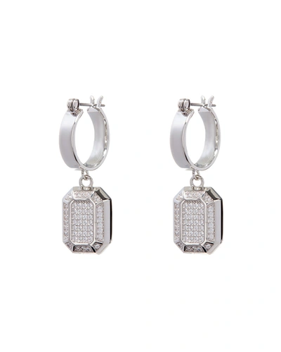 Luv Aj Faceted Diamond Statement Hoops- Silver