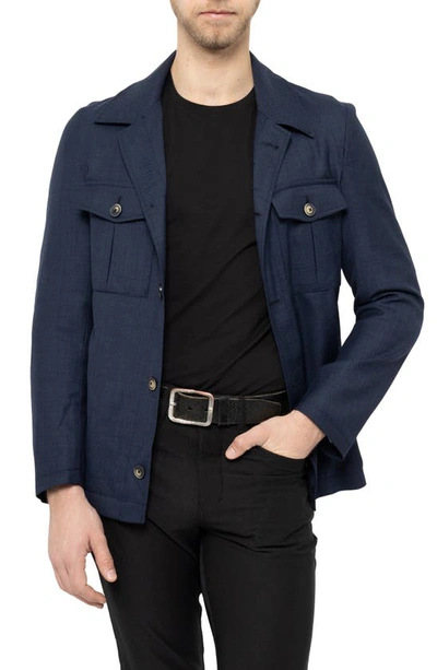 Pino By Pinoporte Wool Overshirt In Navy