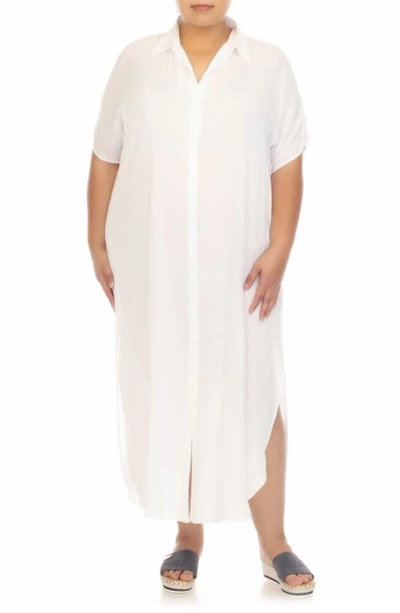 Boho Me Maxi Shirtdress In White