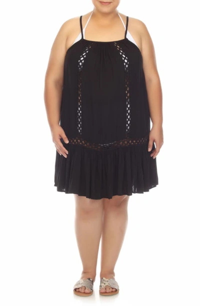 Boho Me Crochet Inset Cover-up Dress In Black