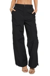 Know One Cares Nylon Cargo Pants In Black