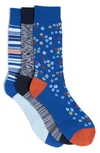 Nordstrom Rack Cushioned Patterned Crew Socks In Blue Boat Ditsy Floral
