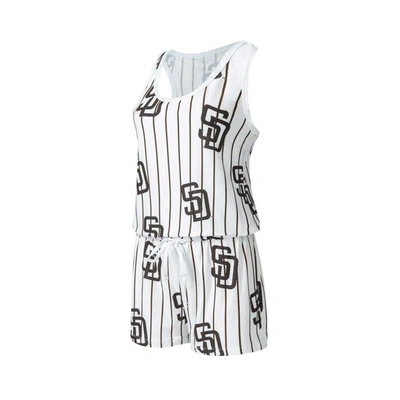 Concepts Sport White San Diego Padres Reel Pinstripe Knit Romper