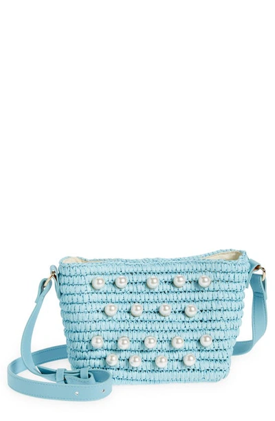 Btb Los Angeles Opal Imitation Pearl Crossbody Bag In Sky