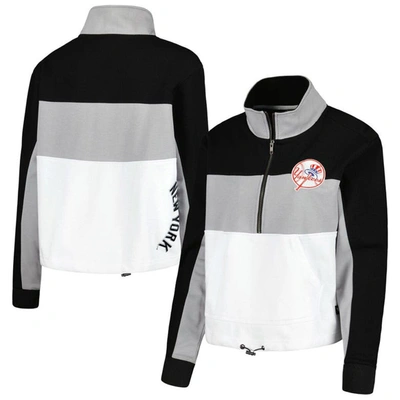 The Wild Collective Colorblock 1/4 Zip Jacket In Black,white