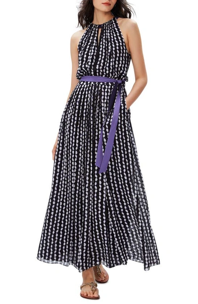 Diane Von Furstenberg Miriam Sleeveless Print Dress In Tiny Shibori Dot Black