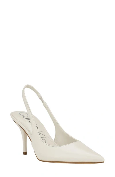 Calvin Klein Cinola Slingback Pointed Toe Pump In Ivory Leather
