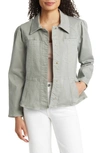 Wit & Wisdom Peplum Denim Jacket In Deep Sea Grass