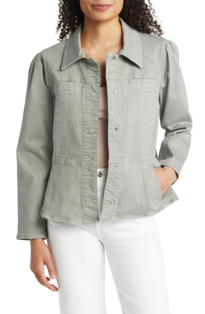 Wit & Wisdom Peplum Denim Jacket In Deep Sea Grass