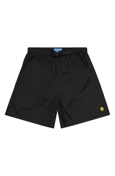 Market Smiley® Tech Belted Nylon Shorts In Black