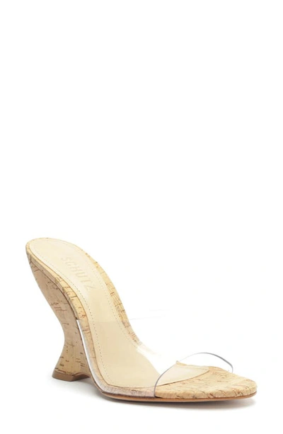 Schutz Aprill Wedge Slide Sandal In Beige