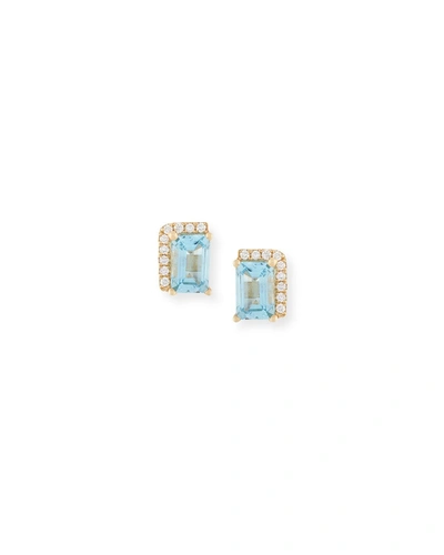 Kalan By Suzanne Kalan 14k Blue Topaz & Diamond Stud Earrings