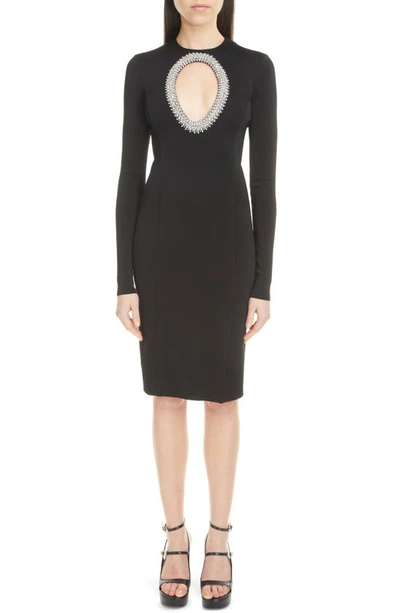 Givenchy Cutout Short Dress With Crystal Embellishment In Black