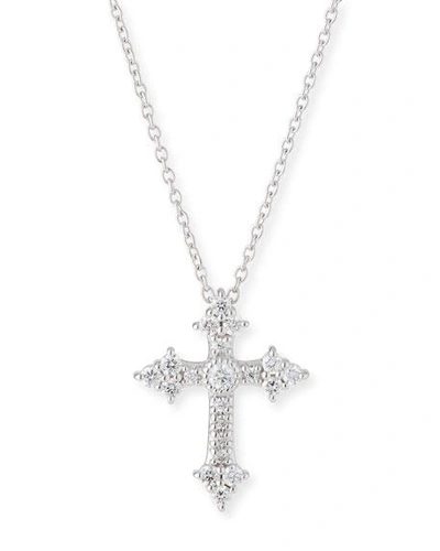 Jude Frances 18k Diamond Cross Pendant In White/gold