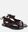 The Row Leather Ankle-wrap Beach Sandals In Brown