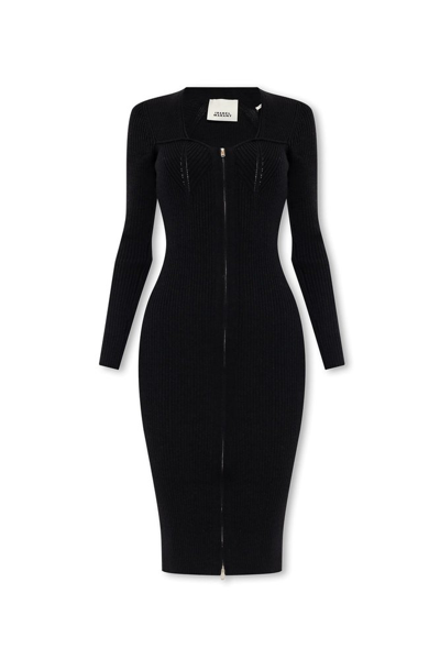 Isabel Marant Zael Zip-up Wool Knit Midi Dress In Black
