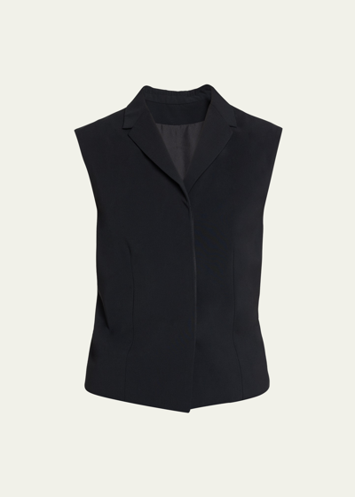 The Row Vestina Notched-collar Wool-blend Vest In Black