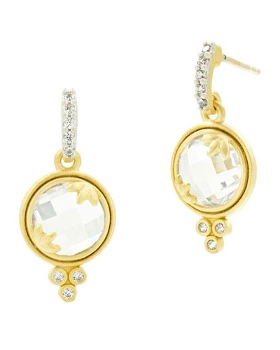 Freida Rothman 14k Fleur Bloom Cubic Zirconia Mini Drop Earrings In Silver/gold