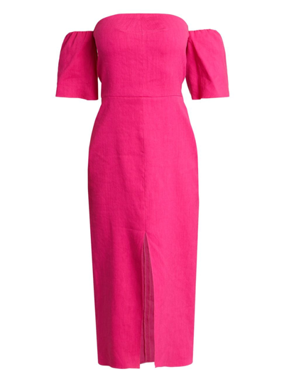 Isabel Marant Stony Off-shoulder Hemp Midi Dress In Pink