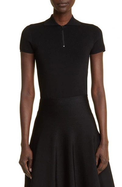 The Row Cauro Zip-front Polo Top In Black