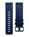 Fitbit Versa Leather Strap Watch Band In Midnight Blue