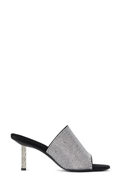 Givenchy Strass G Cube-heel Slide Sandals In Silver Com