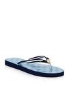 Tory Burch Printed Thin Flip-flops In Coastline Blue