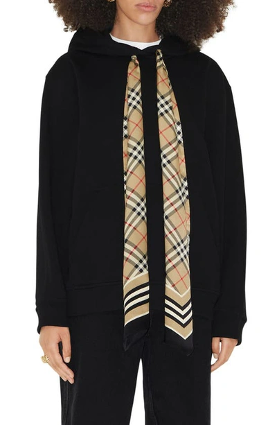 Burberry Scarf Detail Cotton Oversized Hoodie In Black