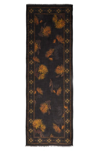 Etro Shaal-nur Floral Cashmere Scarf In 0700 Gold