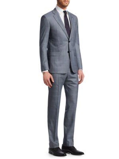 Giorgio Armani Plaid Modern Fit Wool Suit In Titanium