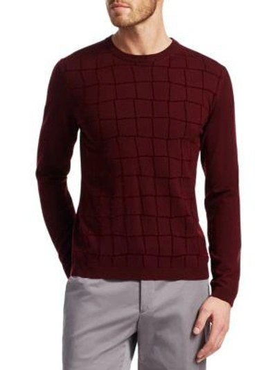 Giorgio Armani Square Pattern Sweater In Burgundy