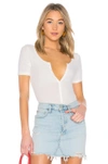Gettingbacktosquareone Henley Bodysuit In Ivory