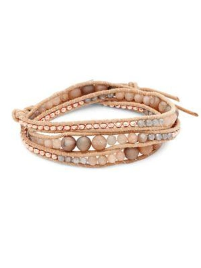 Chan Luu Agate And Leather Multi-strand Bracelet In Natural Mix