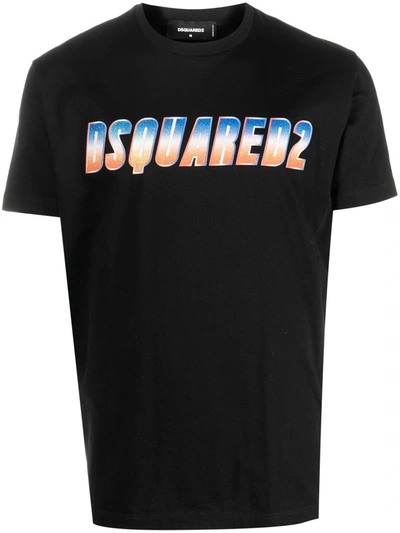 Dsquared2 Glitter Logo-print T-shirt In Black