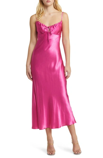 Topshop Cami Midi Slip Dress In Fuchsia Pink