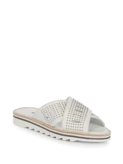 Charles David Sneakey Crisscross Leather Slides In Nocolor