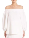 Tibi Draped Twill Off-the-shoulder Top In White