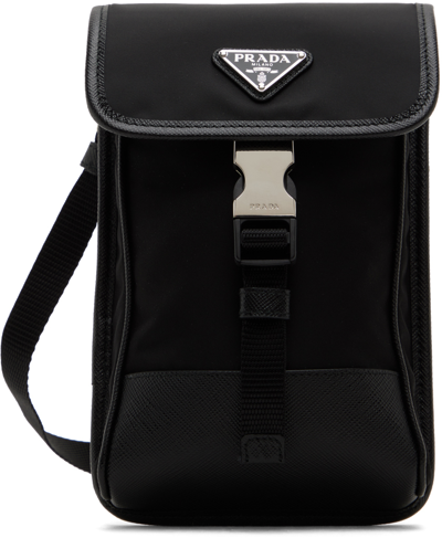 Prada `re-nylon` And Saffiano Leather Smartphone Case In Black  
