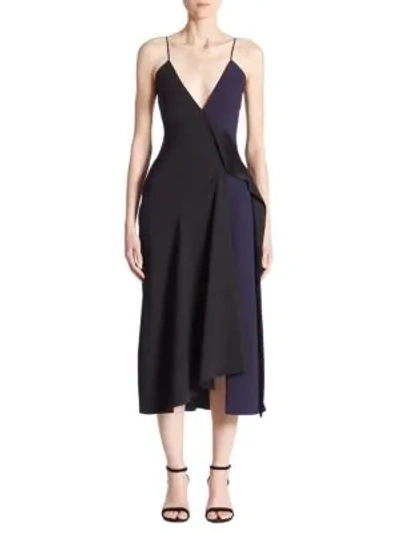 Victoria Beckham Asymmetric Cami Midi Dress In Sapphire