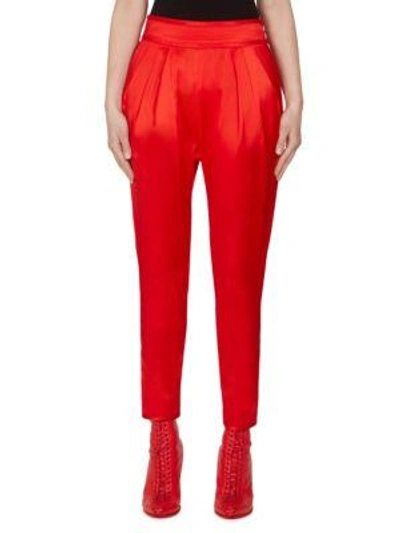 Givenchy Slim Silk Pants In Red