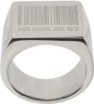 Vtmnts Barcode Engraved Puffer Ring In Silver