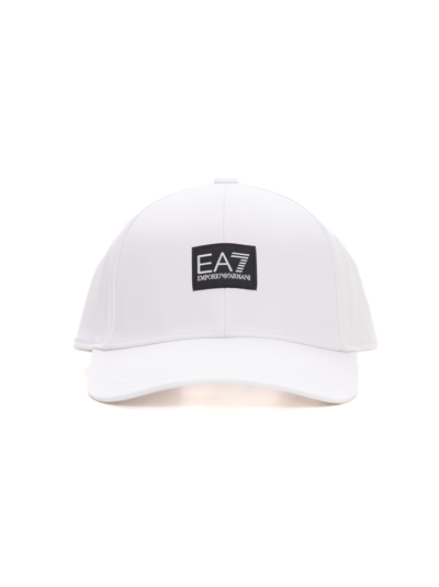 Ea7 Emporio Armani Logo Patch Baseball Cap In White