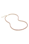 Monica Vinader Essential Stone Tennis Necklace In 18ct Gold Vermeil/ Ss/ Pink