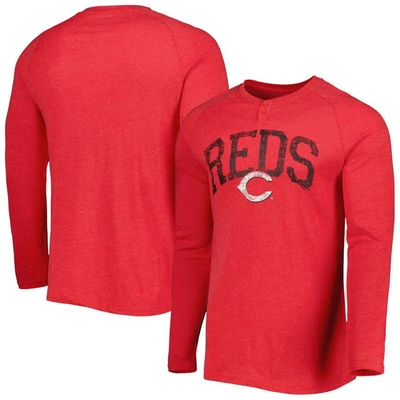 Concepts Sport Heather Red Cincinnati Reds Inertia Raglan Long Sleeve Henley T-shirt