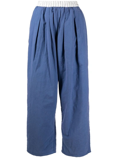 Maison Margiela Drop Crotch Cropped Trousers In Blue