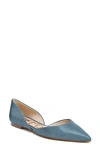 Sam Edelman Rodney Pointy Toe D'orsay Flat In Blue Shadow Silk